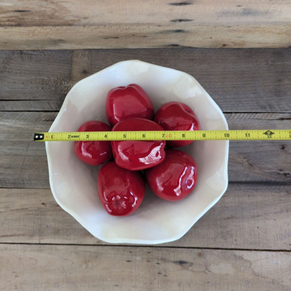 Vintage White Ceramic Bowl with Red Apples - Picture 10 of 11